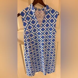 Mahi Gold Sleeveless Geometric Printed Dress, Large